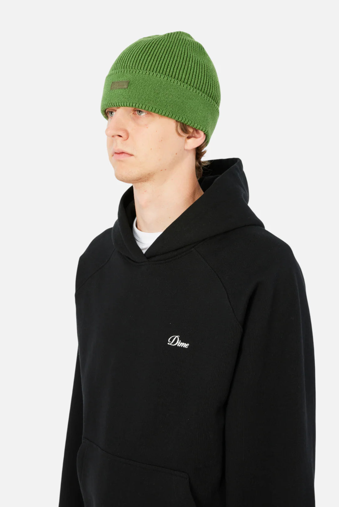 Cursive Rib Beanie Khaki Green
