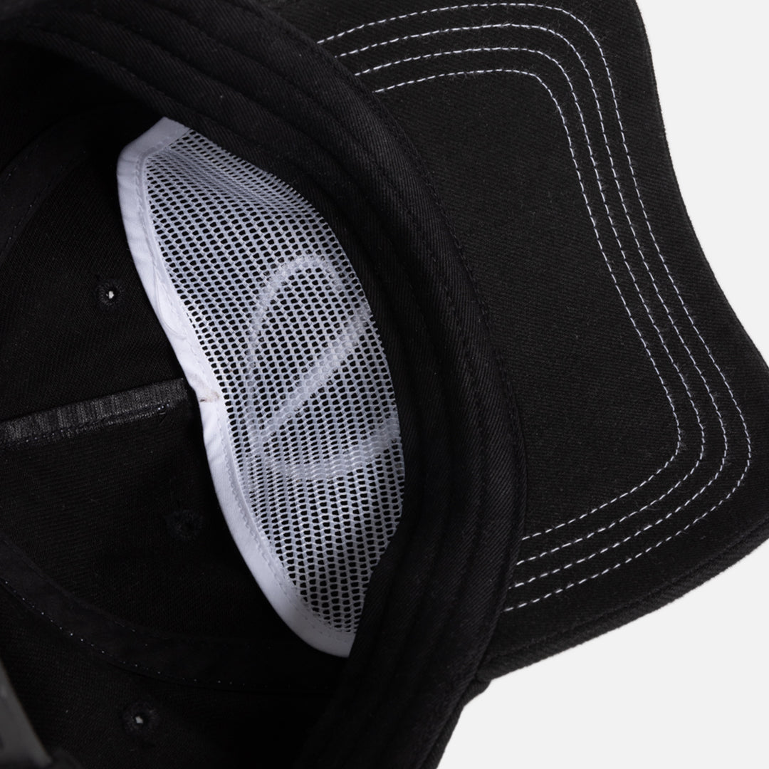Cursive Denim Worker Cap	Black Washed