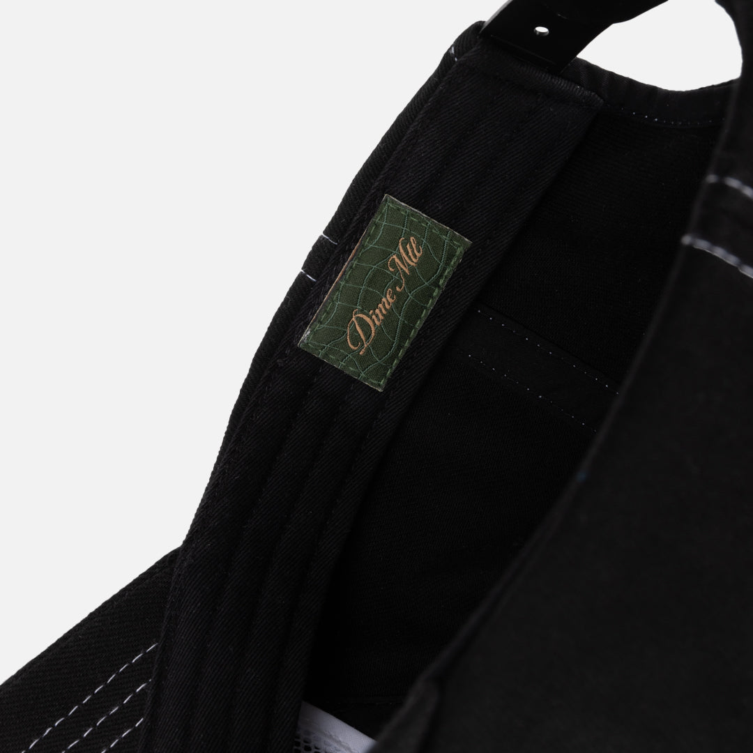 Cursive Denim Worker Cap	Black Washed