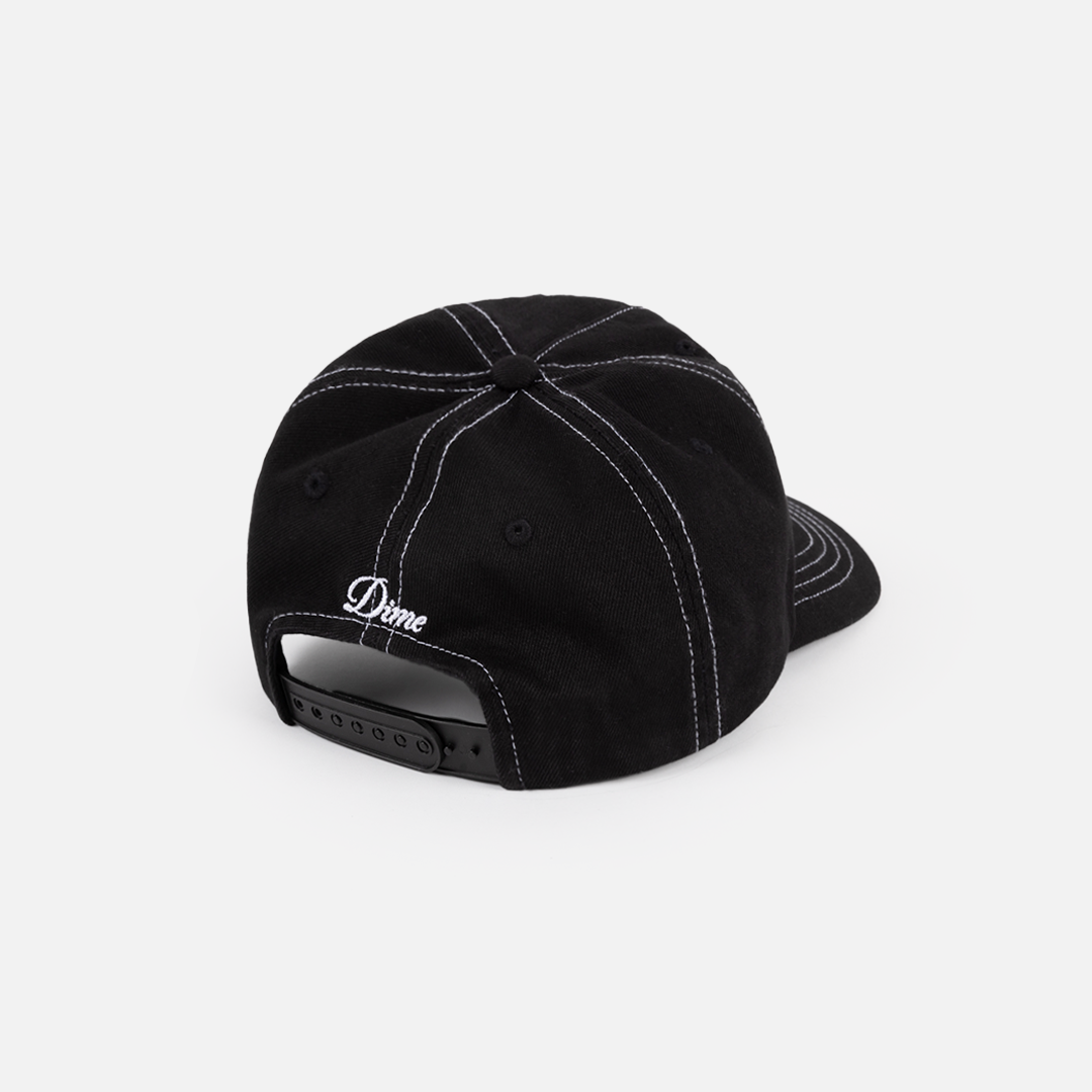 Cursive Denim Worker Cap	Black Washed