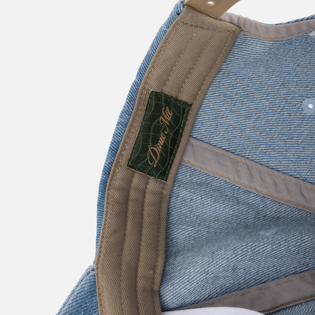Cursive Denim Worker Cap	Blue Washed