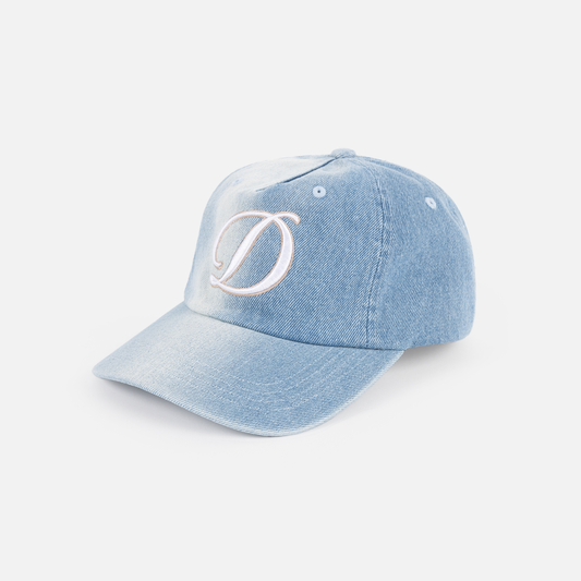 Cursive Denim Worker Cap	Blue Washed