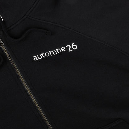 Grid Zip Hoodie Black