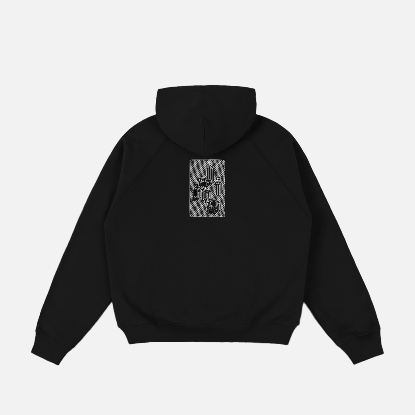 Grid Zip Hoodie Black