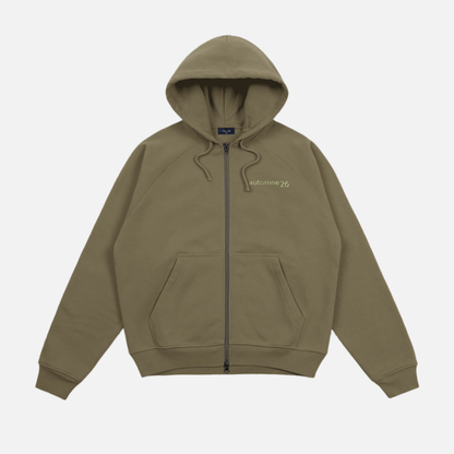 Grid Zip Hoodie Ivy Green