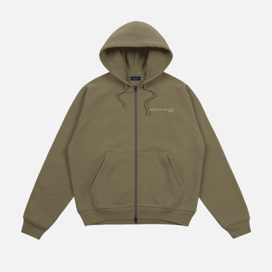 Grid Zip Hoodie Ivy Green