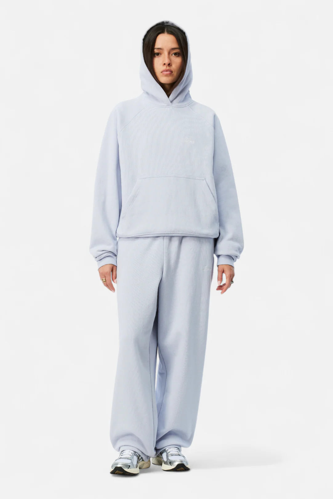 Cursive Small Logo Hoodie Gray Lavender