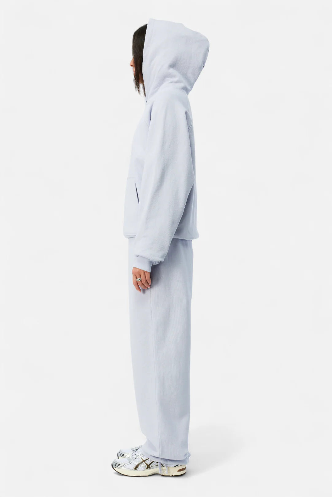 Cursive Small Logo Hoodie Gray Lavender