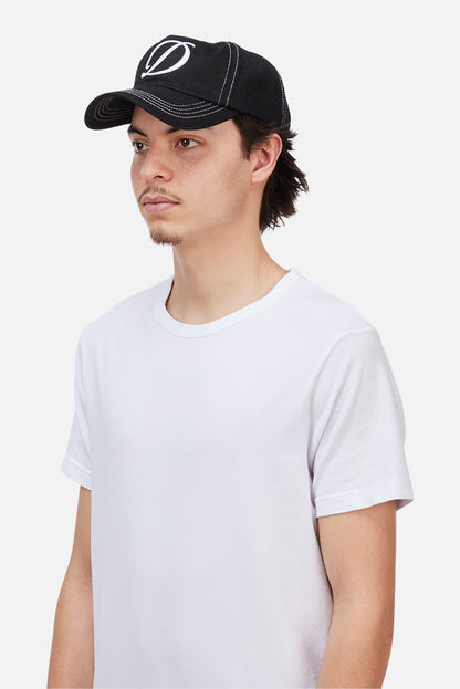 Cursive Denim Worker Cap	Black Washed