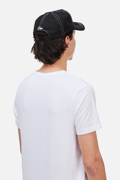 Cursive Denim Worker Cap	Black Washed