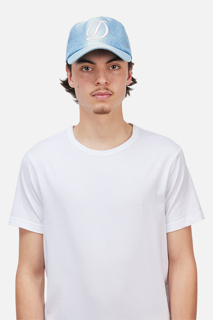 Cursive Denim Worker Cap	Blue Washed