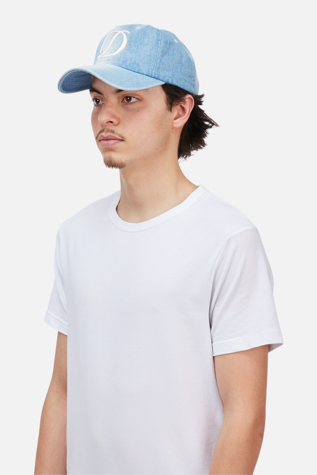 Cursive Denim Worker Cap	Blue Washed