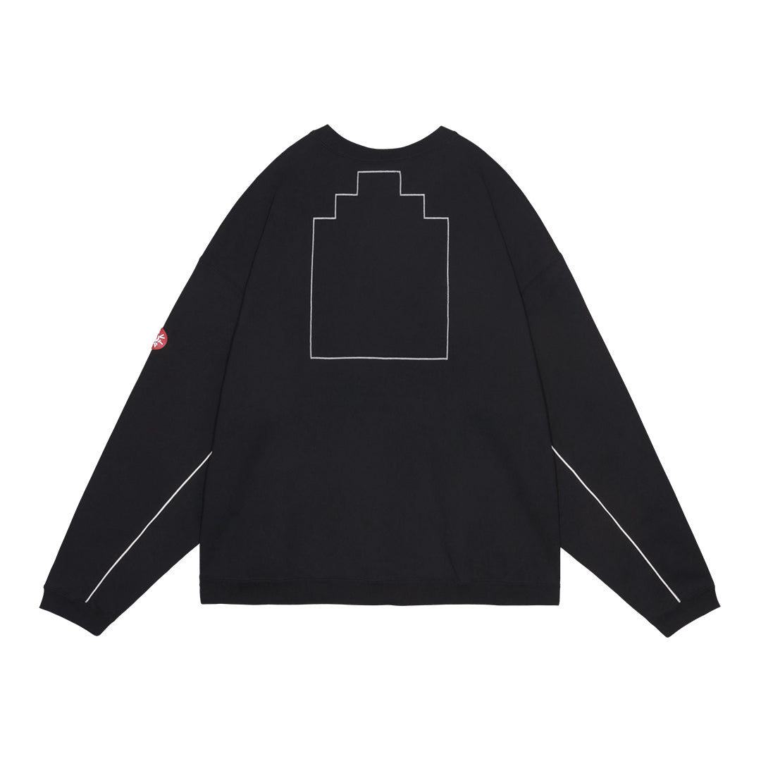 CES28CS12 SOLID LOOSE CREW NECK BLACK