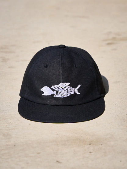 HARD BRIM 6 PANEL CAP LOW (SOLIDARITY) BLACK (WHITE EMB)