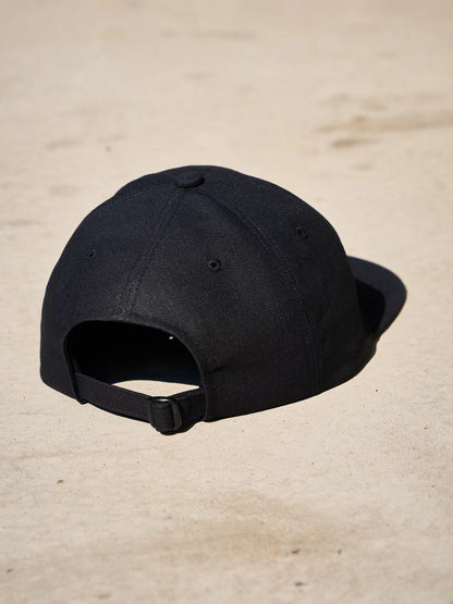 HARD BRIM 6 PANEL CAP LOW (SOLIDARITY) BLACK (WHITE EMB)