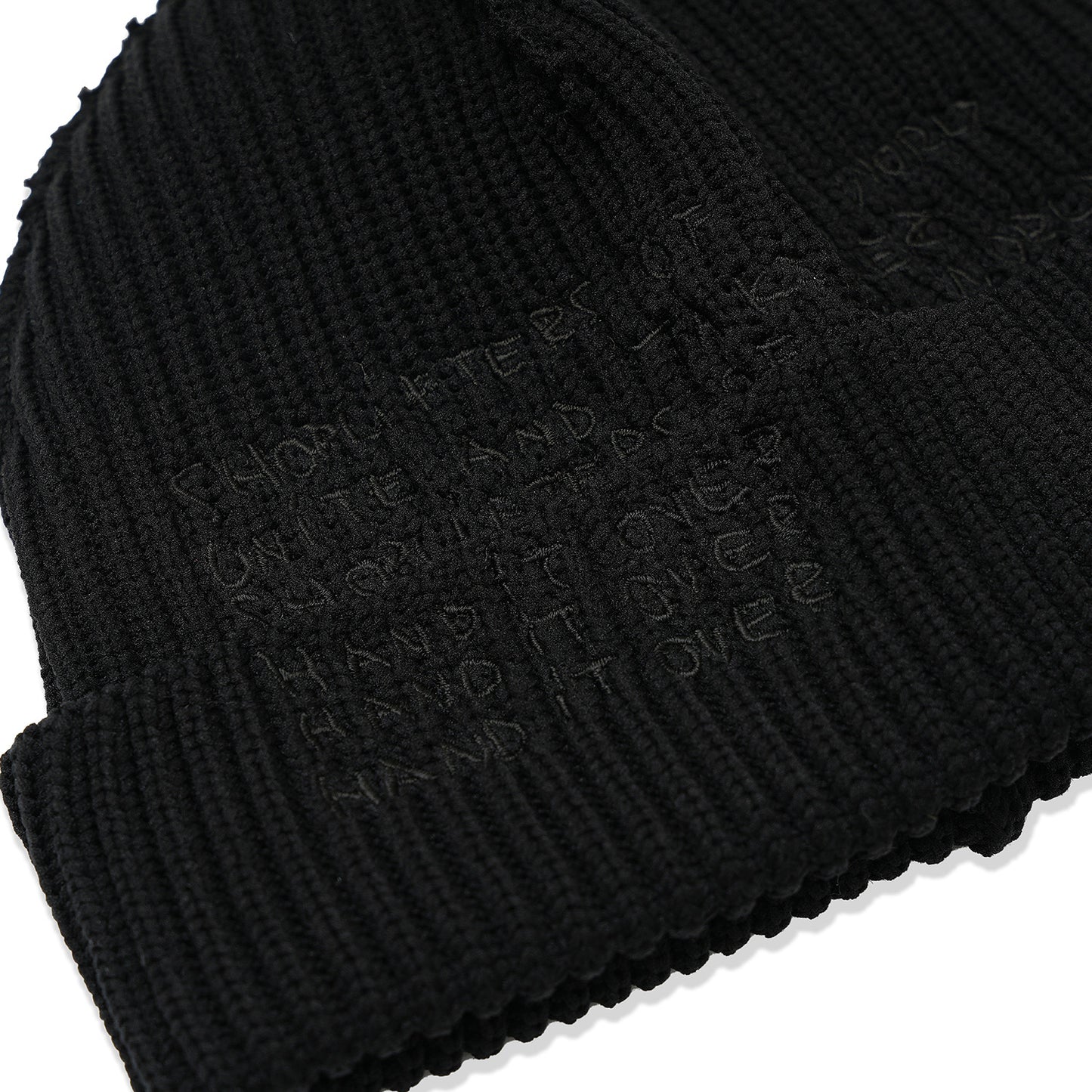INSIDE OUT CUFF BEANIE BLACK (BLACK EMB)