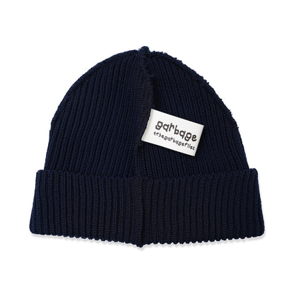 INSIDE OUT CUFF BEANIE NAVY (BLACK EMB)