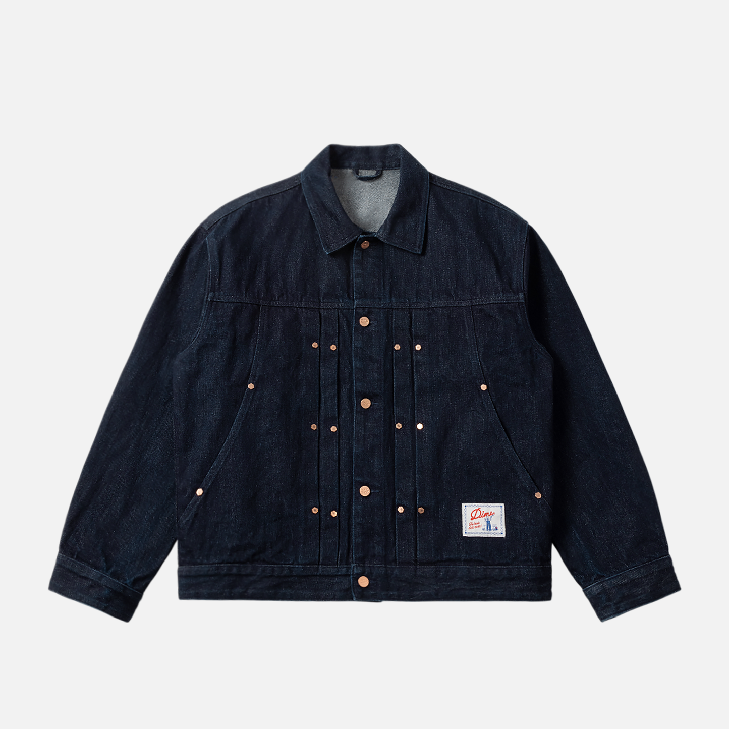 Pleated Denim Jacket Indigo