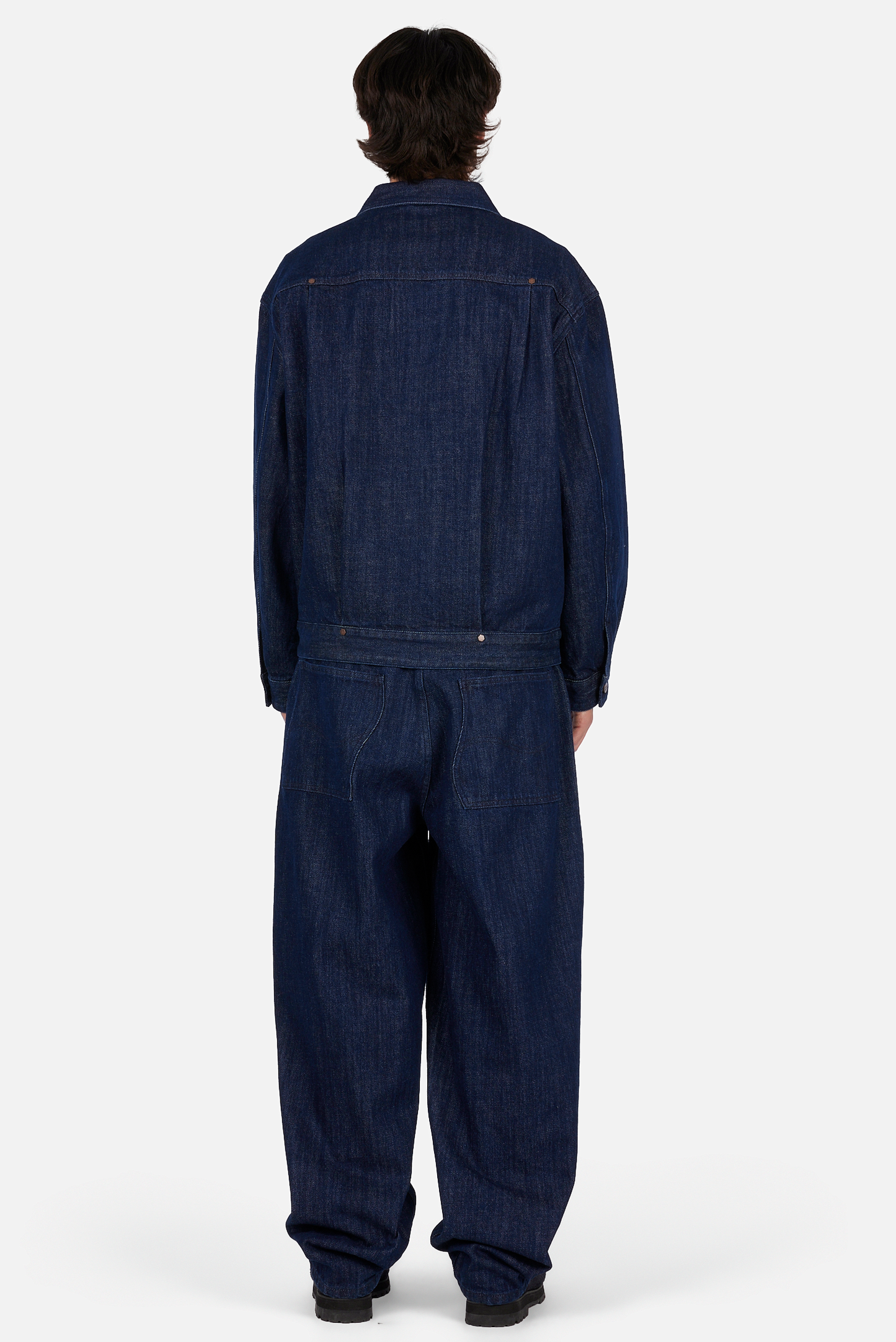Pleated Denim Jacket Indigo