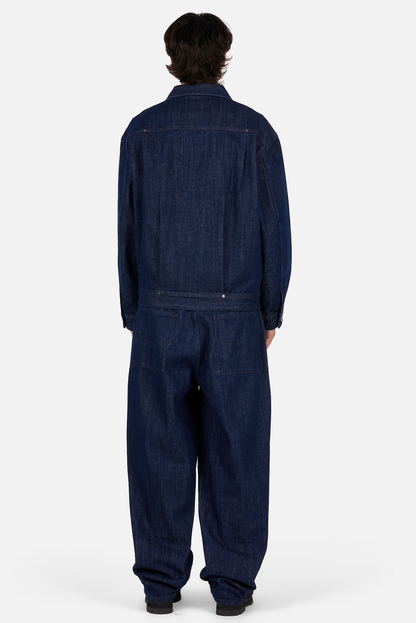 Pleated Denim Jacket Indigo