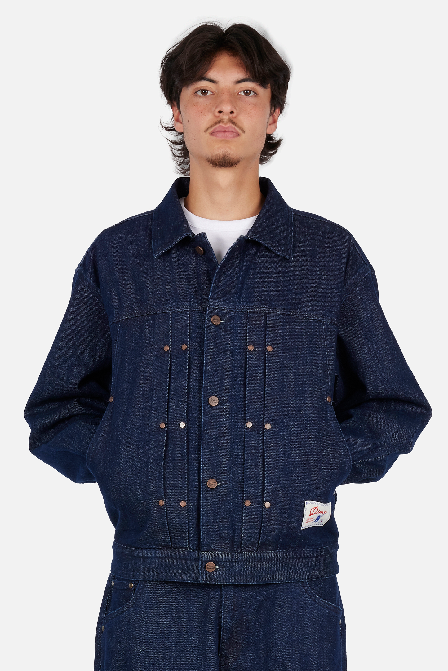 Pleated Denim Jacket Indigo
