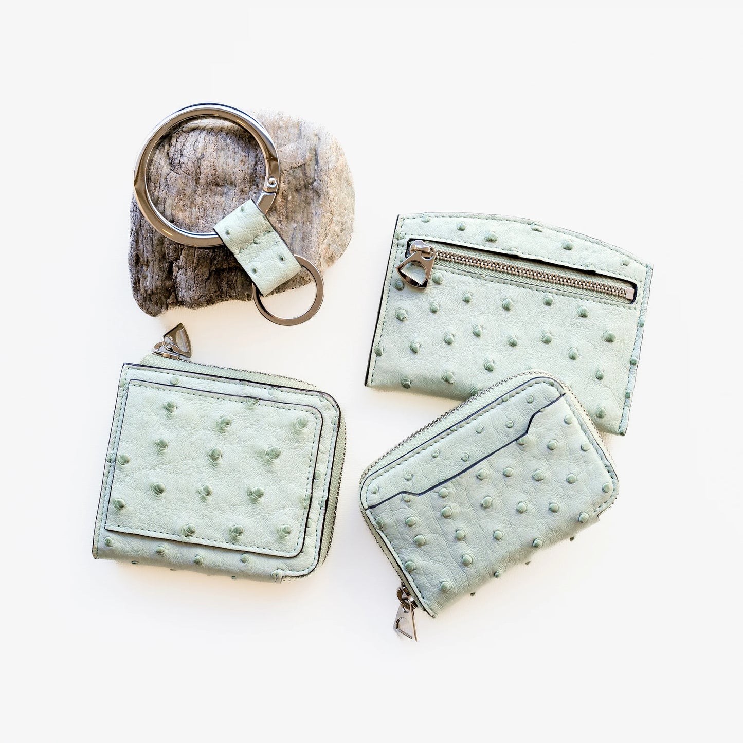 CRISTY SMART CARD WLT / OSTRICH MINT