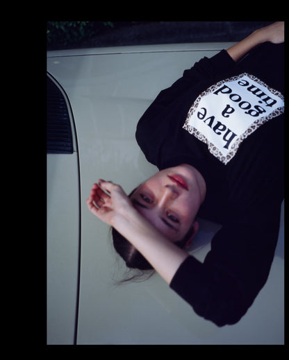 LEOPARD FRAME L/S TEE WHITE