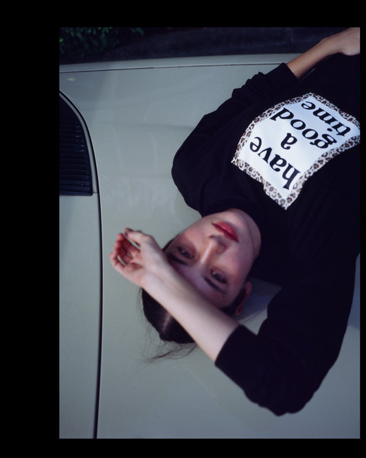 LEOPARD FRAME L/S TEE BLACK