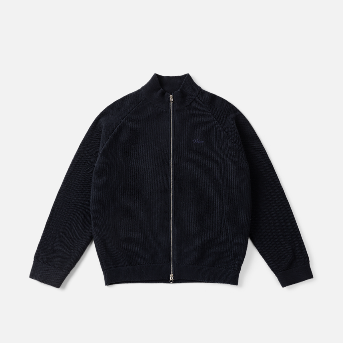 Knitted Pique Zip Sweater Dark Navy