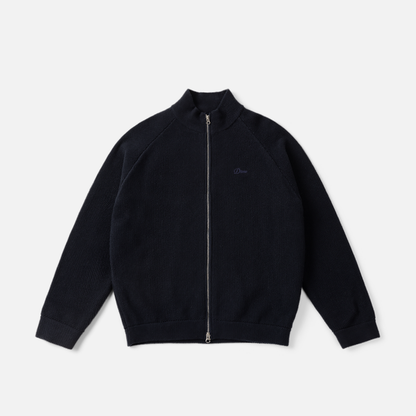 Knitted Pique Zip Sweater Dark Navy