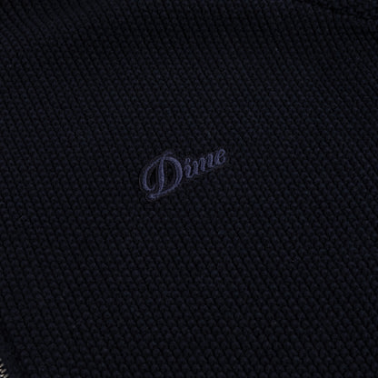 Knitted Pique Zip Sweater Dark Navy