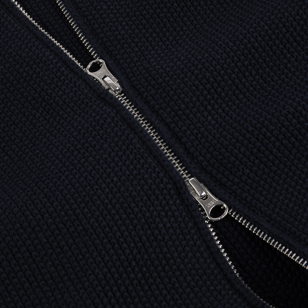 Knitted Pique Zip Sweater Dark Navy