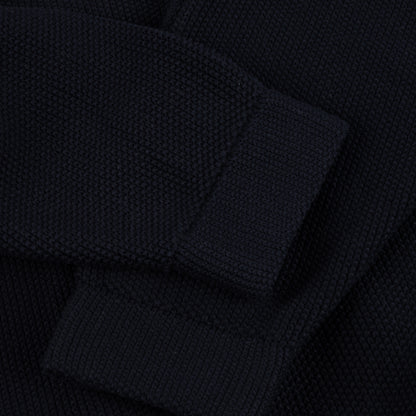 Knitted Pique Zip Sweater Dark Navy