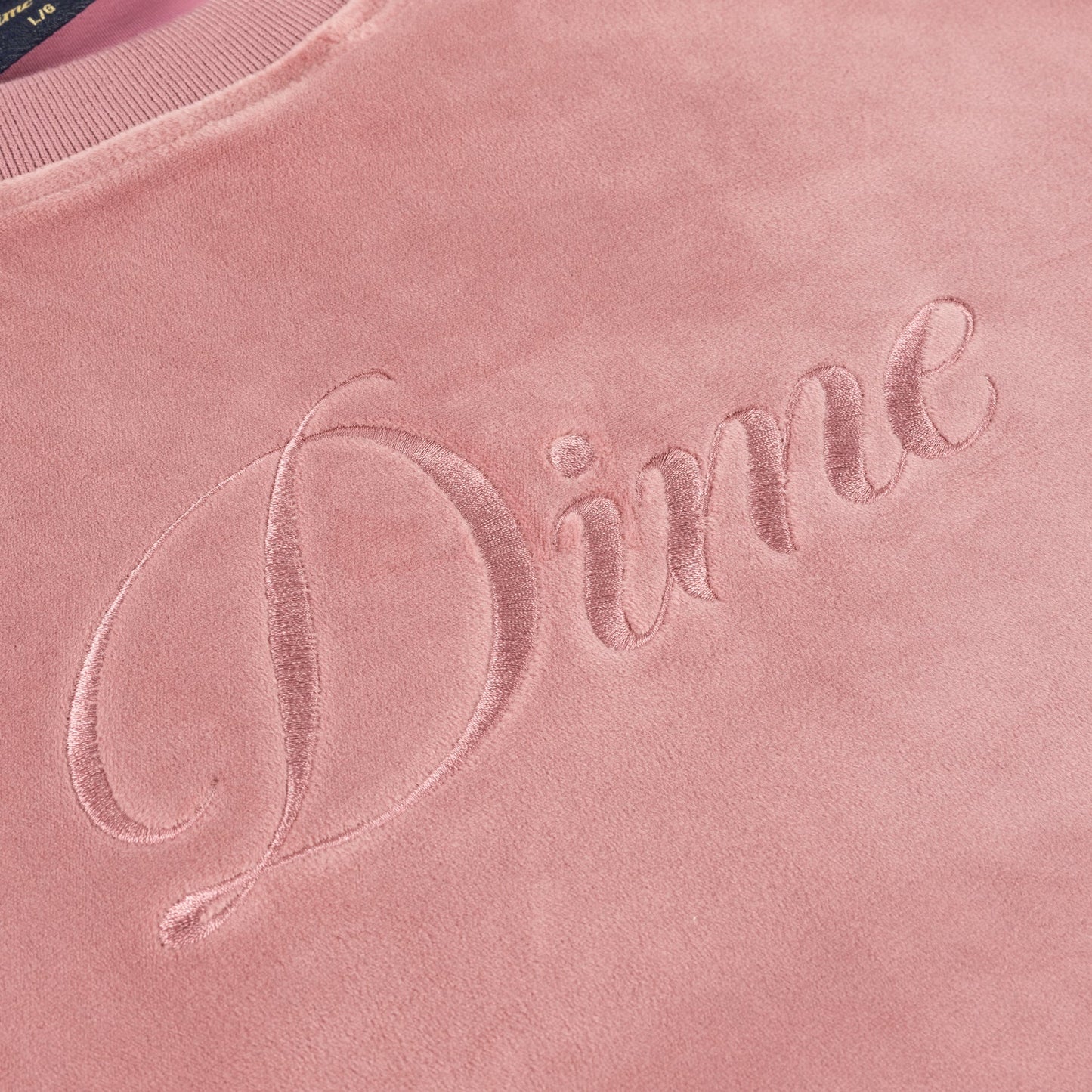 Cursive Velvet Crewneck Dusty Pink