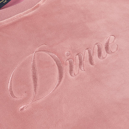 Cursive Velvet Crewneck Dusty Pink