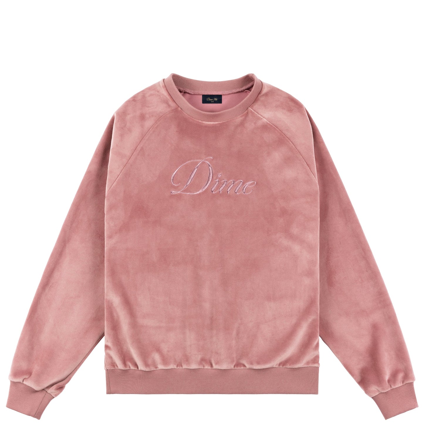 Cursive Velvet Crewneck Dusty Pink