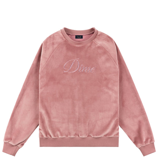 Cursive Velvet Crewneck Dusty Pink