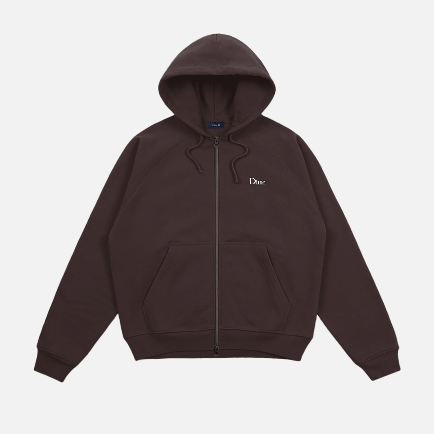Classic Small Logo Zip Hoodie Dark Brown