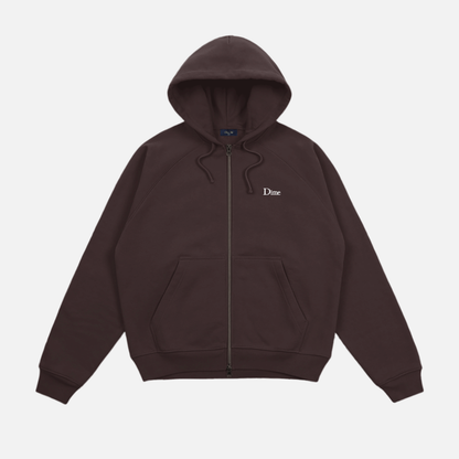 Classic Small Logo Zip Hoodie Dark Brown
