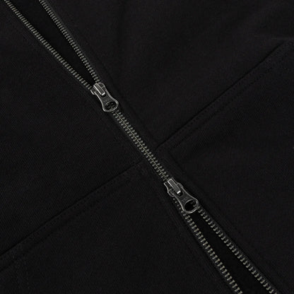 Cursive Small Logo Zip Hoodie BLACK