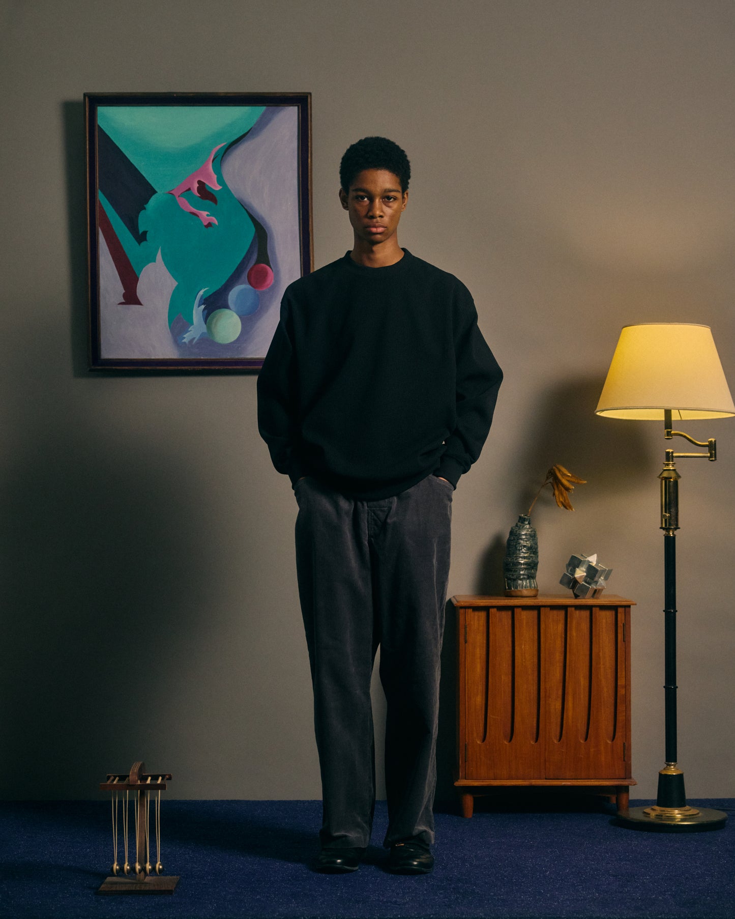 Straight Cords Slacks Charcoal