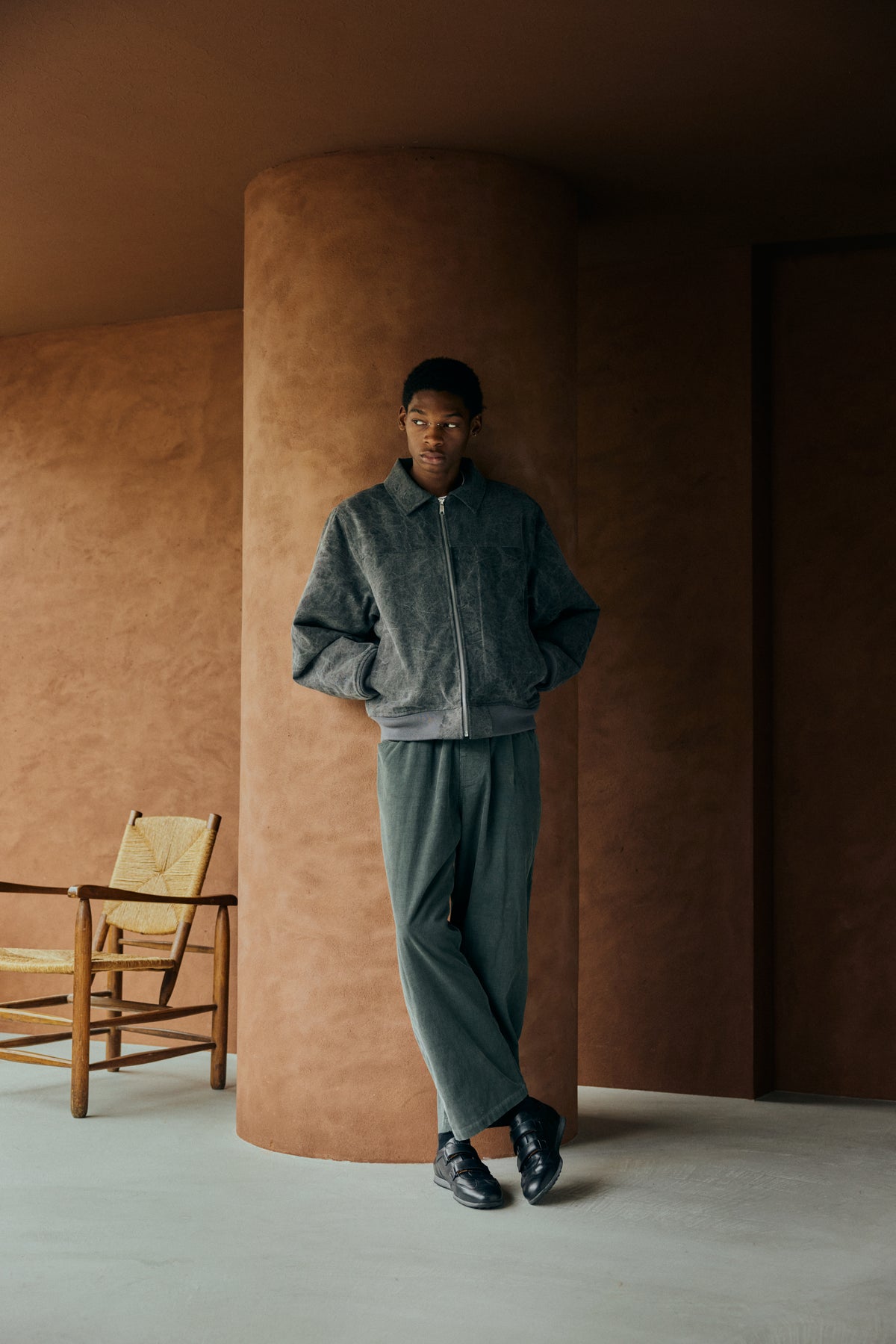 Grid Cord Slacks SMOG GREEN