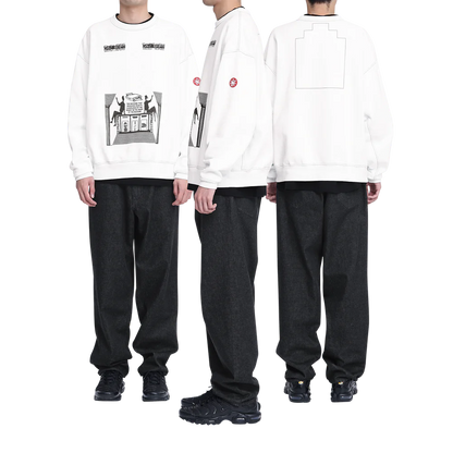 CES27CS08 OVERDYE MD MACHINES CREW NECK WHITE