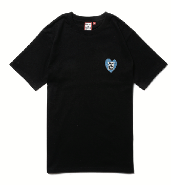 BLUE HEART LOGO S/S TEE BLACK