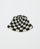 BAL-A-648 CHECKERED HAND KNIT BUCKET HAT BLACK