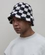 BAL-A-648 CHECKERED HAND KNIT BUCKET HAT BLACK