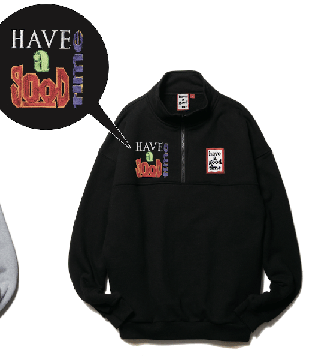 90'S MUST HALF-ZIP SWEATSHIRT FL BLACK