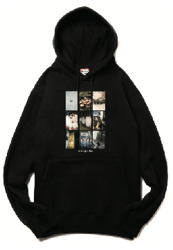 MULTI PHOTOS PULLOVER HOODIE FL BLACK