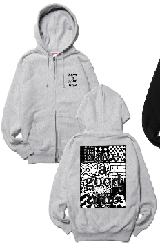 PATTERN LOGO ZIP-UP HOODIE FL ASH GRAY