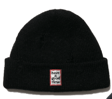 FRAME RIPPED BEANIE BLACK